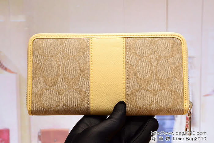 COACH蔻馳 原單 Fa52859 pvc配皮 經典logo 專櫃新款 馬車標拼色 長款拉鏈錢包 outlets款  Chz1381